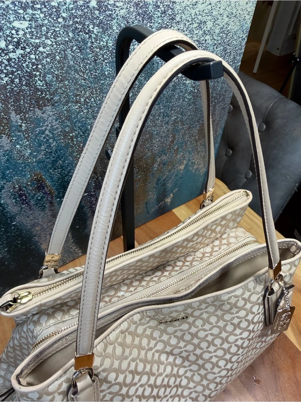 Coach 2013 Soft Glam Op Art Pearlescent Carryall Bag EUC